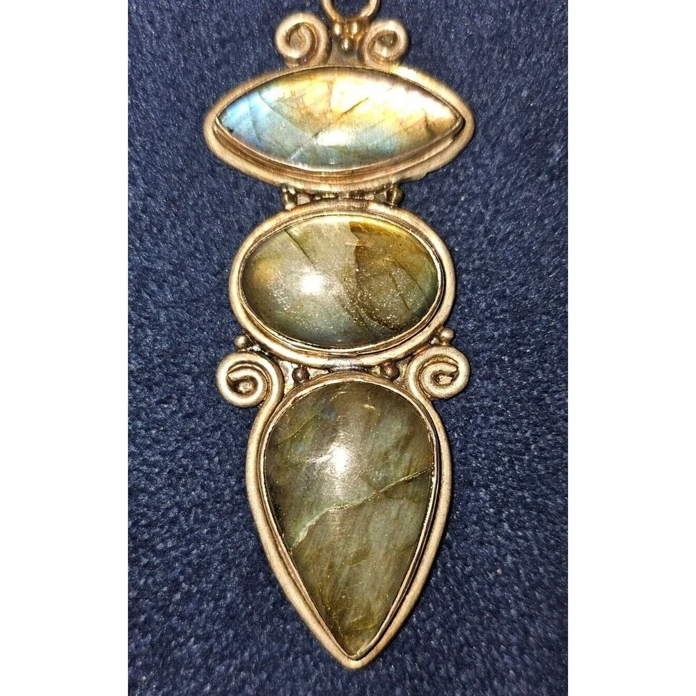 Labradorite 925 Silver Pendant Charm - Picture 4 of 6